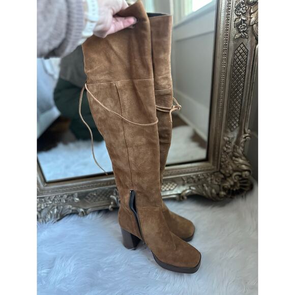 Free People Echo Platform Over-The-Knee Boots Brown Suede Size 38 7.5 NEW NWOB - Picture 4 of 6